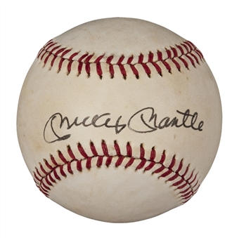 Mickey Mantle Signed ONL Feeney Baseball (PSA/DNA)